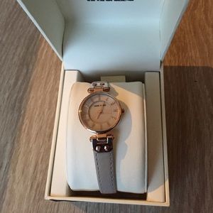 NWT Anne Klein watch with neutral leather band